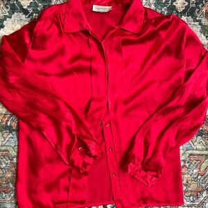Impressions Vintage Red Silk Top